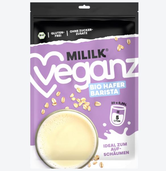 Image of Milik Veganz's packaging of their oat milk in sheet form