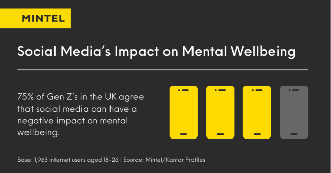 Infographic revealing social media's impact on mental wellbeing. 